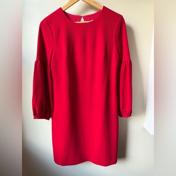 TRINA TURK Red Balloon Sleeve Sheath Dress Retro Dressy Feminine Elegant Opera 4 - Picture 1 of 8